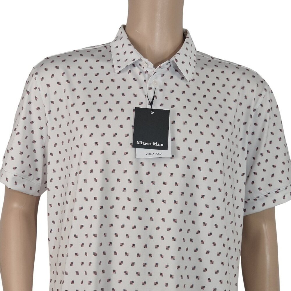Mizzen + Main Men's Versa Performance Golf Polo Shirt  XL  White Multi (60)